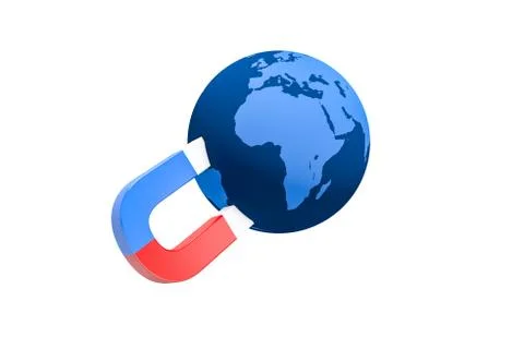 3D Rendering of Magnet and Globe Earth Stock Photos