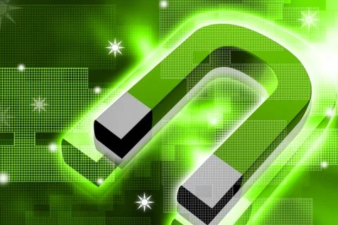 3d rendering magnet in digital color background Stock Illustration