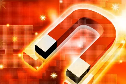 3d rendering magnet in digital color background Stock Illustration