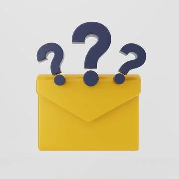 3D rendering of a mail icon with question marks Stock Illustration