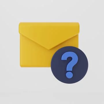 3D rendering of a mail icon with a question mark 스톡 일러스트