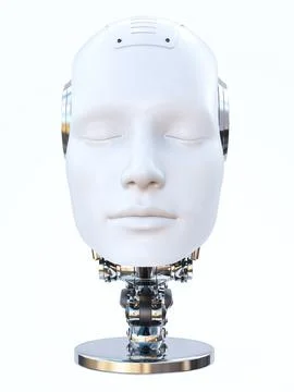 3D rendering of a male android robotic head. Illustrazione stock