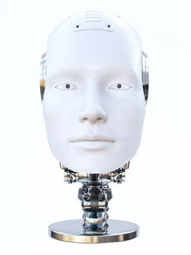 3D rendering of a male android robotic head. Illustrazione stock