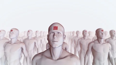 3D Rendering male crowd Artificial intelligence Human body vaccine dramatic Stock Footage 128412427