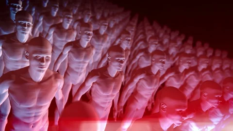 3D Rendering male crowd. Human body vaccine dramatic apocalypse. coronavirus Stock Footage 128412616
