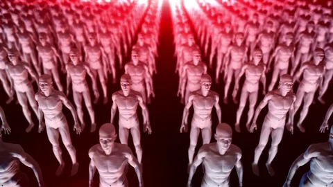 3D Rendering male crowd. Human body vaccine dramatic apocalypse. Stock-Footage 128412649