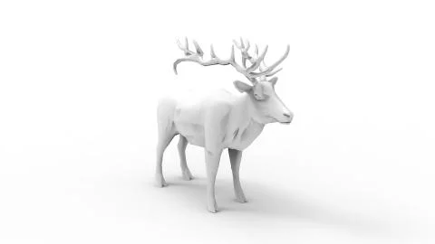 3d rendering of a male deer isolated in white background Stock Illustration
