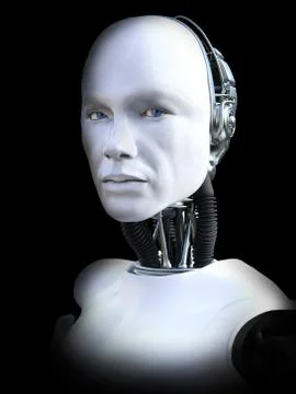 3D rendering of male robot head. Stock Illustration