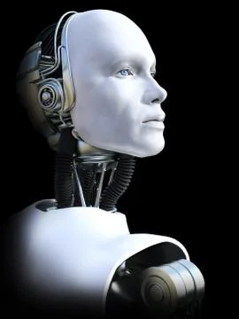 3D rendering of male robot head. Stock Illustration