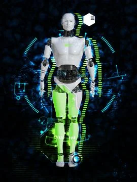 3D rendering of male robot technology concept. Stock Illustration