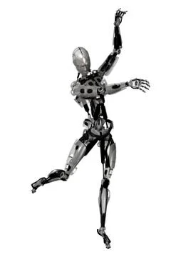 3D Rendering Male Robot on White Stock Illustration