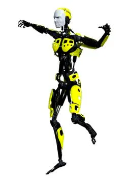 3D Rendering Male Robot on White Stock Illustration