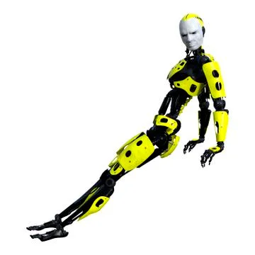 3D Rendering Male Robot on White Stock Illustration