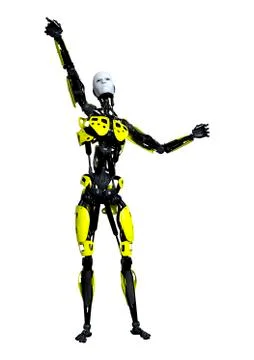 3D Rendering Male Robot on White Stock Illustration
