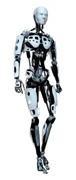 3D Rendering Male Robot on White Stock Illustration