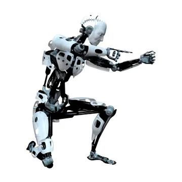 3D Rendering Male Robot on White Stock Illustration