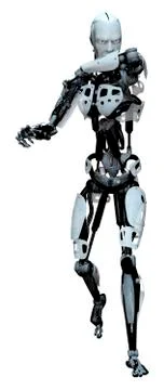 3D Rendering Male Robot on White Stock Illustration