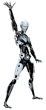 3D Rendering Male Robot on White Stock Illustration