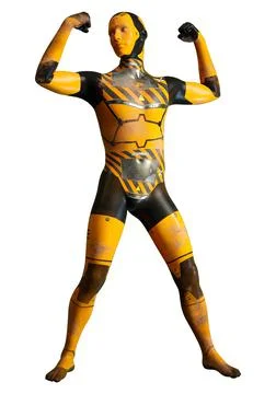 3D Rendering Male Robot on White Stock Illustration