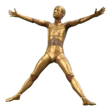3D Rendering Male Robot on White Stock Illustration