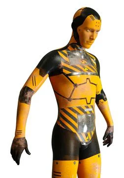 3D Rendering Male Robot on White Illustrazione stock