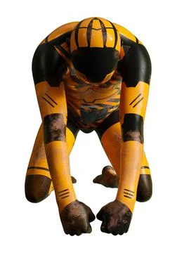 3D Rendering Male Robot on White Stock Illustration