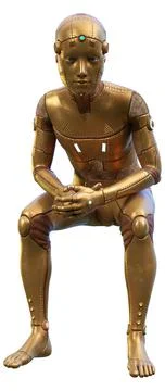3D Rendering Male Robot on White Illustrazione stock