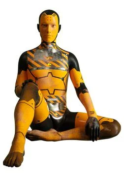 3D Rendering Male Robot on White Stock Illustration