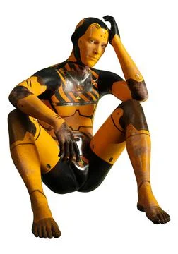 3D Rendering Male Robot on White Illustrazione stock