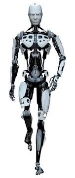 3D Rendering Male Robot on White Stock Illustration