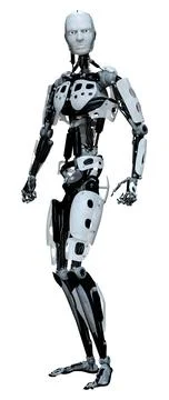 3D Rendering Male Robot on White Stock Illustration