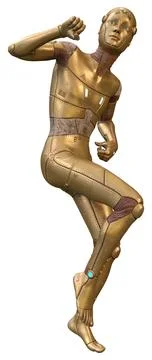 3D Rendering Male Robot on White Stock Illustration