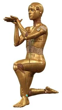 3D Rendering Male Robot on White Stock Illustration