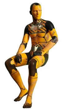 3D Rendering Male Robot on White Illustrazione stock