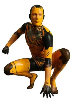 3D Rendering Male Robot on White Stock Illustration