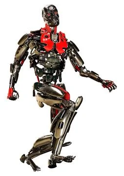 3D Rendering Male Robot on White Stock Illustration