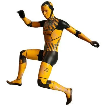 3D Rendering Male Robot on White Stock Illustration