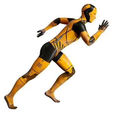 3D Rendering Male Robot on White Stock Illustration