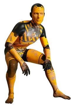 3D Rendering Male Robot on White Stockillustratie