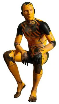 3D Rendering Male Robot on White Stockillustratie