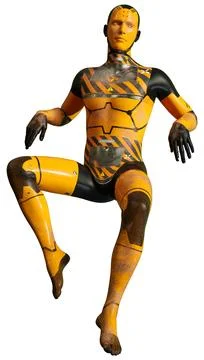 3D Rendering Male Robot on White Stock Illustration