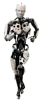 3D Rendering Male Robot on White Stock Illustration