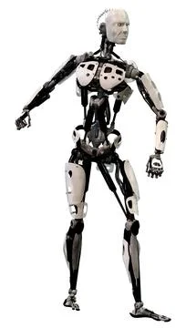 3D Rendering Male Robot on White Stock Illustration