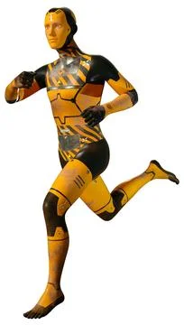3D Rendering Male Robot on White Stock Illustration