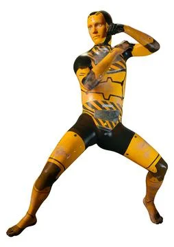 3D Rendering Male Robot on White Stock Illustration