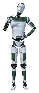 3D Rendering Male Robot on White Illustrazione stock