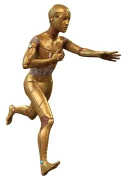 3D Rendering Male Robot on White Stock Illustration