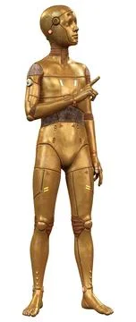 3D Rendering Male Robot on White Stock Illustration
