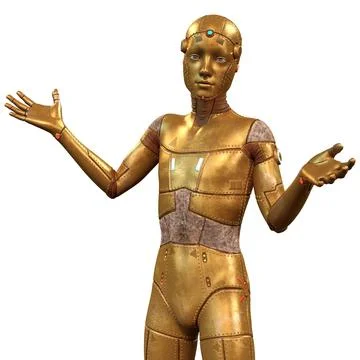 3D Rendering Male Robot on White Stock Illustration