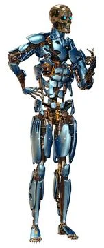 3D Rendering Male Robot on White Stock Illustration